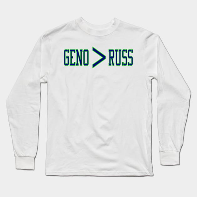 Geno better than Russ Long Sleeve T-Shirt by Retro Sports